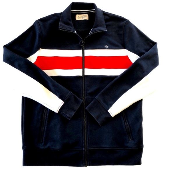 Original Penguin Retro 90’s Block Panel Track Suit Coat. Full Zip Up. Shacket - Picture 3 of 9